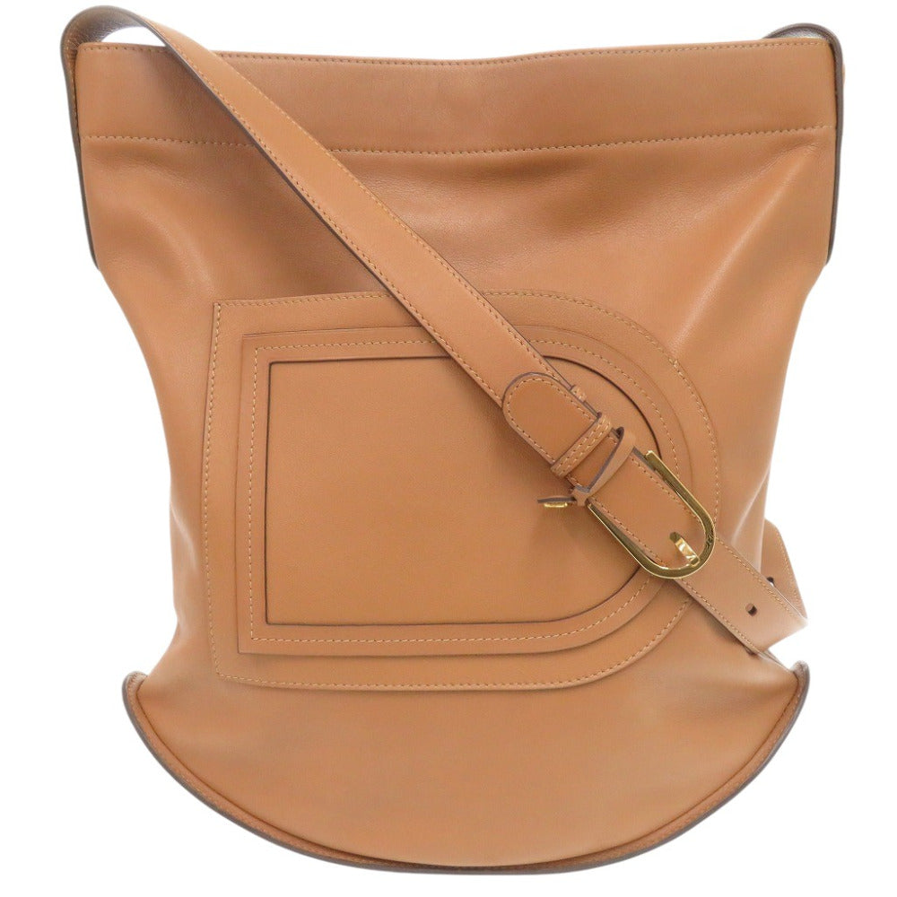 美品 デルボー パン サーピケ レザー ベジタルアイボリー ショルダーバッグ 茶 1319【中古】DELVAUX