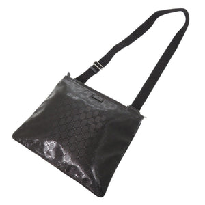 美品 グッチ GGインプリメ 201446 PVC レザー ブラック ショルダーバッグ 黒 1327【中古】GUCCI