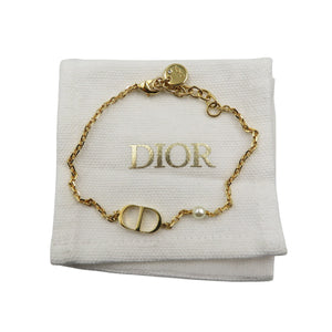 美品 クリスチャンディオール プチ CD B1310PTCRS_D301 メタル ゴールド ホワイト ブレスレット 1348【中古】Christian Dior