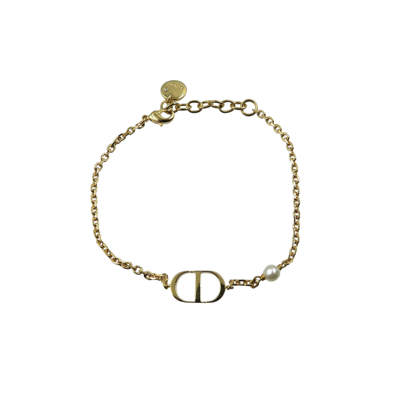 美品 クリスチャンディオール プチ CD B1310PTCRS_D301 メタル ゴールド ホワイト ブレスレット 1348【中古】Christian Dior