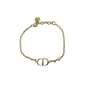 美品 クリスチャンディオール プチ CD B1310PTCRS_D301 メタル ゴールド ホワイト ブレスレット 1348【中古】Christian Dior