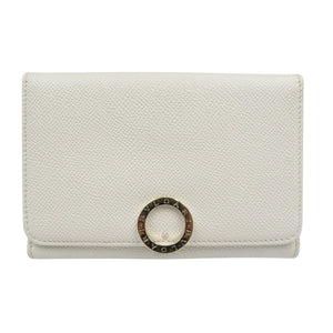 美品 ブルガリ 282431 レザー ゴールド金具 ホワイト 白 Wホック 三つ折り財布 1351【中古】BVLGARI