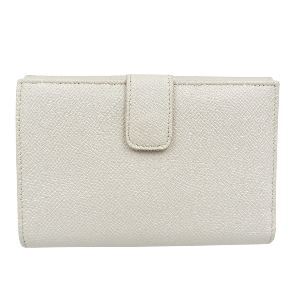 美品 ブルガリ 282431 レザー ゴールド金具 ホワイト 白 Wホック 三つ折り財布 1351【中古】BVLGARI