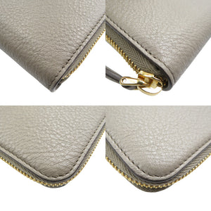 新品同様 プラダ 1ML506 サフィアーノレザー ゴールド金具 グレー ラウンドファスナー 長財布 1353【中古】PRADA