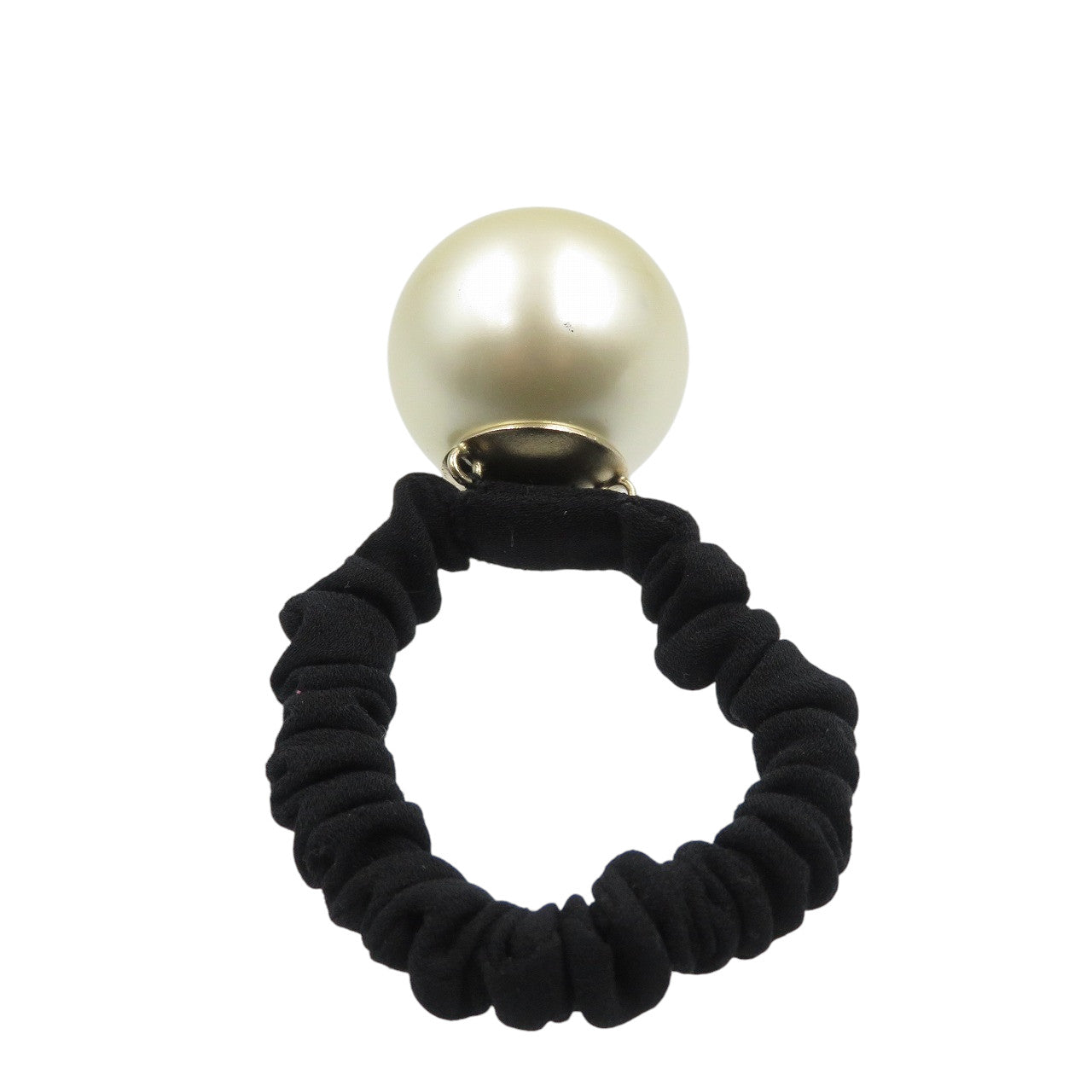 シャネル ココマーク F18v 2018年製 フェイクパール ブラック ホワイト シュシュ ヘアゴム 1354【中古】CHANEL