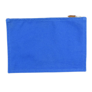 エルメス ヨッティングGM コットン シルバー金具 ブルー フラットポーチ 1373【中古】HERMES
