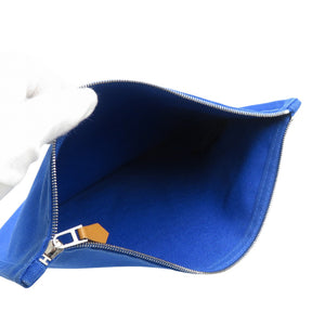 エルメス ヨッティングGM コットン シルバー金具 ブルー フラットポーチ 1373【中古】HERMES