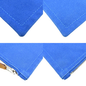 エルメス ヨッティングGM コットン シルバー金具 ブルー フラットポーチ 1373【中古】HERMES