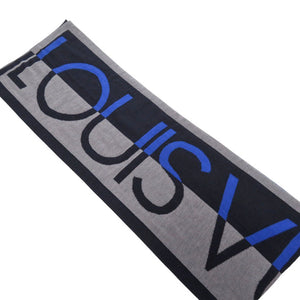 新品同様 ルイ ヴィトン エシャルプLVホライゾン M71240 ウール ネイビー マフラー LV 1375【中古】LOUIS VUITTON