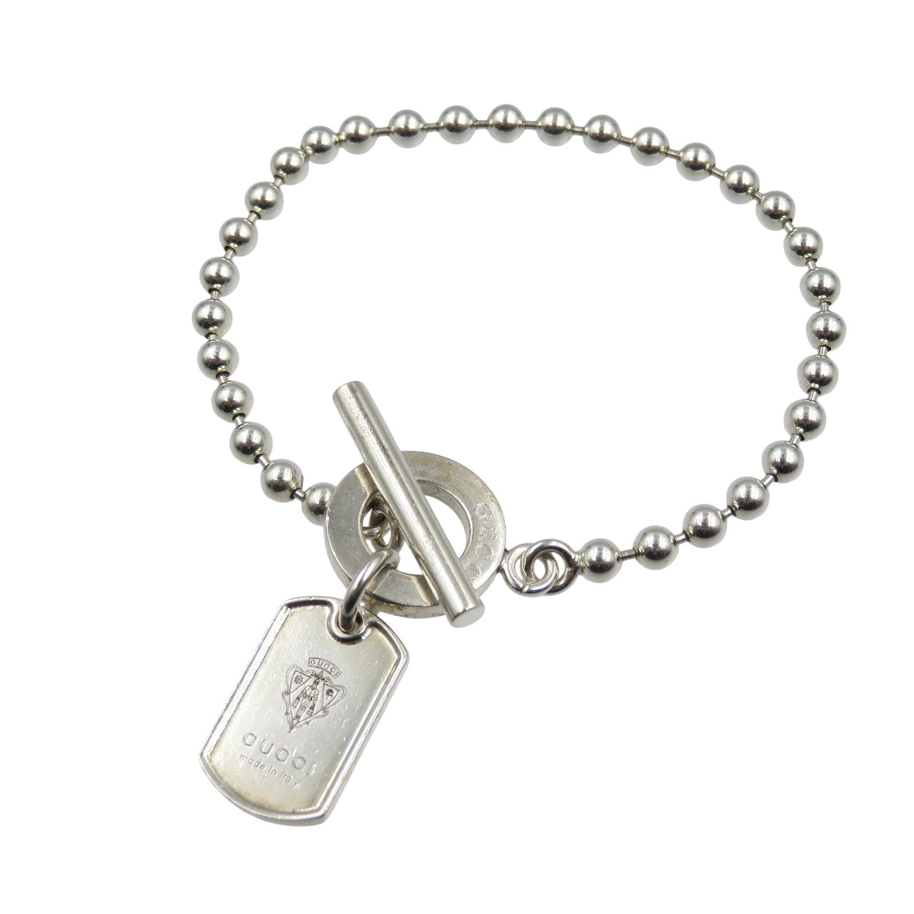 グッチ プレート ボールチェーン シルバー925 ブレスレット 1376【中古】GUCCI