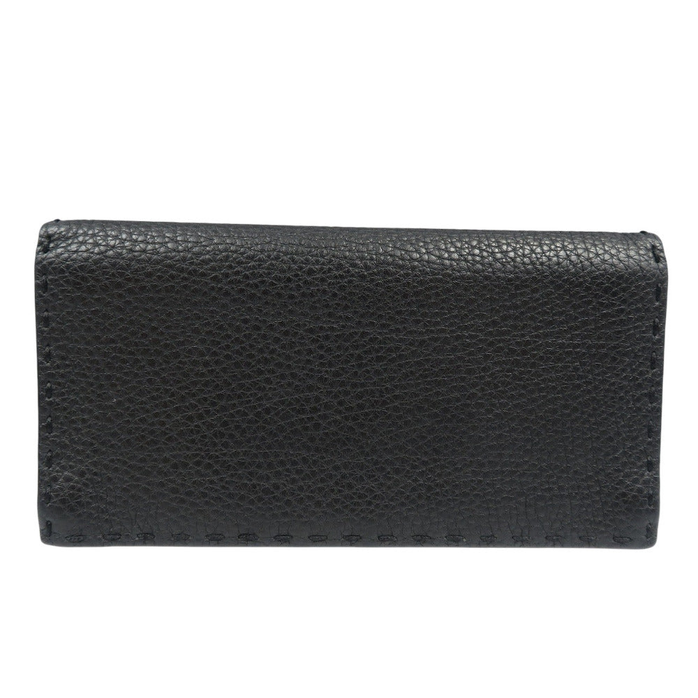 美品 フェンディ セレリア 7M0186 カーフ シルバー金具 ブラック 黒 二つ折り長財布 1380【中古】FENDI