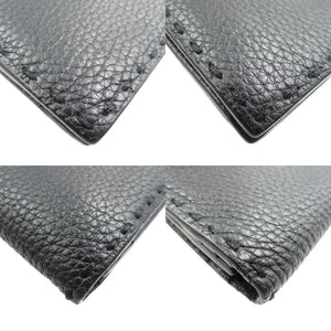 美品 フェンディ セレリア 7M0186 カーフ シルバー金具 ブラック 黒 二つ折り長財布 1380【中古】FENDI