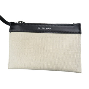 美品 バレンシアガ ネイビーカバス 390346 キャンバス カーフ ライトベージュ ブラック 2WAY ハンドバッグ ショルダーバッグ 1381【中古】BALENCIAGA