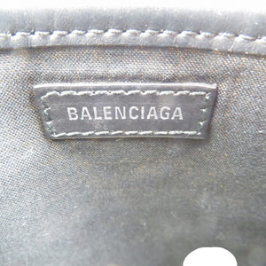美品 バレンシアガ ネイビーカバス 390346 キャンバス カーフ ライトベージュ ブラック 2WAY ハンドバッグ ショルダーバッグ 1381【中古】BALENCIAGA