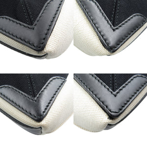 美品 バレンシアガ ネイビーカバス 390346 キャンバス カーフ ライトベージュ ブラック 2WAY ハンドバッグ ショルダーバッグ 1381【中古】BALENCIAGA