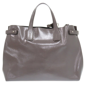 美品 バーバリー 2WAY ソフトバナー エナメルレザー グレー ショルダーバッグ 1398【中古】BURBERRY