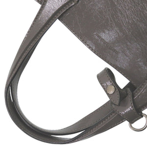 美品 バーバリー 2WAY ソフトバナー エナメルレザー グレー ショルダーバッグ 1398【中古】BURBERRY