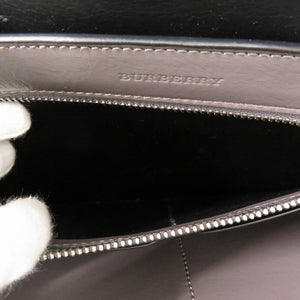 美品 バーバリー 2WAY ソフトバナー エナメルレザー グレー ショルダーバッグ 1398【中古】BURBERRY