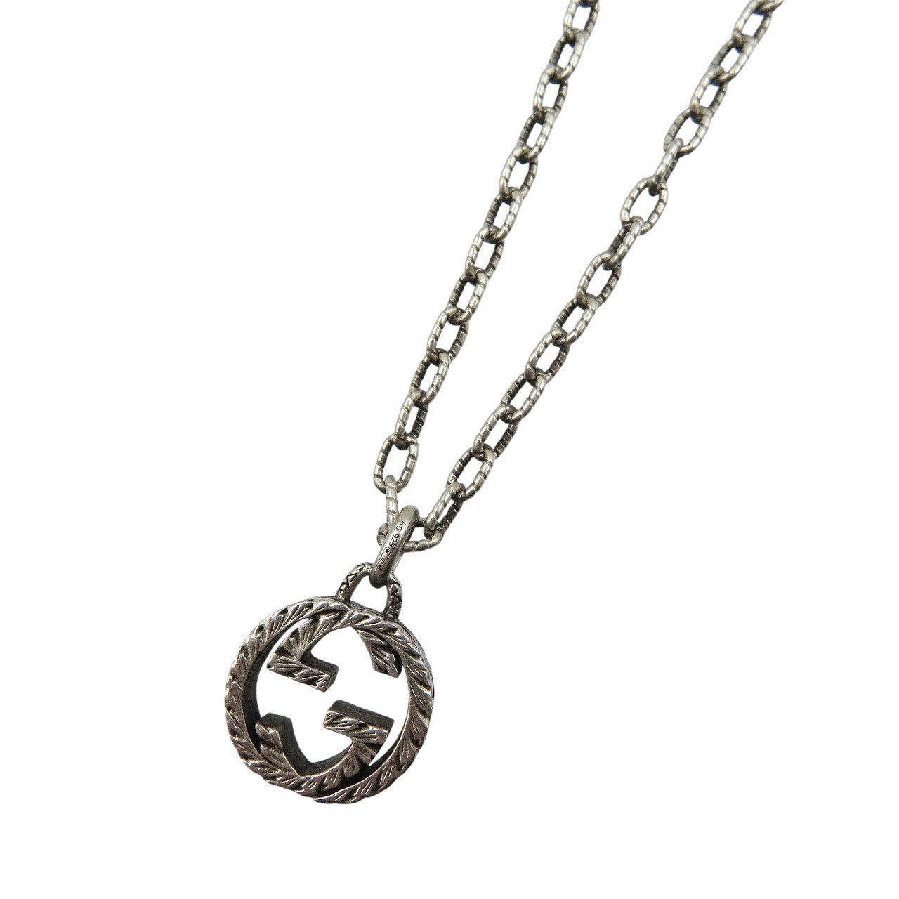 美品 グッチ インターロッキングG アラベスク ダブルG シルバー925 ネックレス 1431【中古】GUCCI