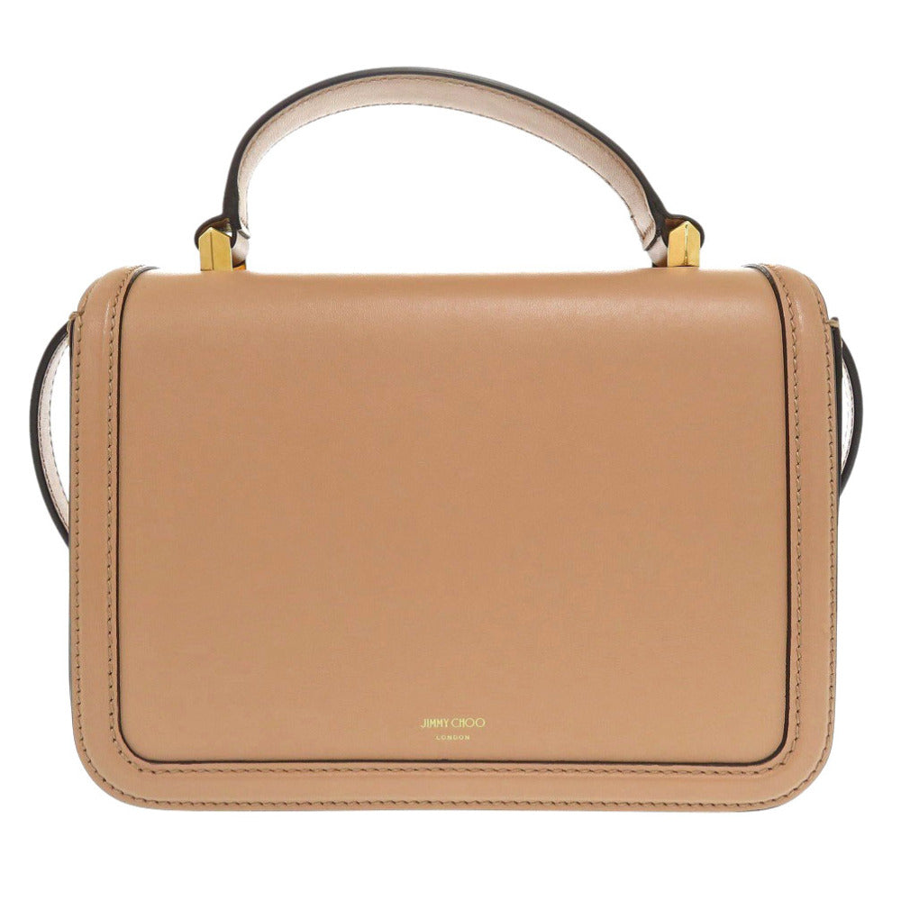美品 ジミーチュウ ダイヤモンド トップハンドル レザー ベージュ 2wayハンドバッグ 1435【中古】JIMMY CHOO