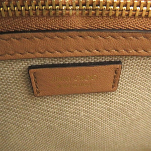 美品 ジミーチュウ ダイヤモンド トップハンドル レザー ベージュ 2wayハンドバッグ 1435【中古】JIMMY CHOO