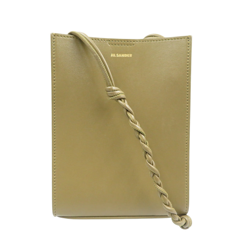 新品同様 ジルサンダー タングルSM レザー ゴールド金具 カーキ ショルダーバッグ 1438【中古】JIL SANDER