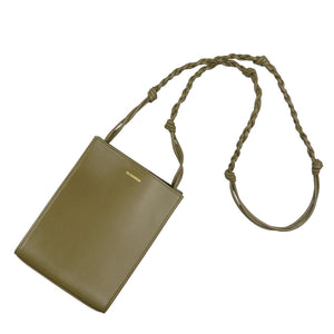 新品同様 ジルサンダー タングルSM レザー ゴールド金具 カーキ ショルダーバッグ 1438【中古】JIL SANDER