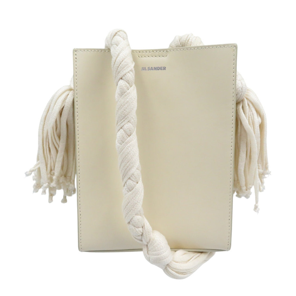 美品 ジルサンダー タングルSM フリンジ レザー シルバー金具 ホワイト 白 ショルダーバッグ 1439【中古】JIL SANDER