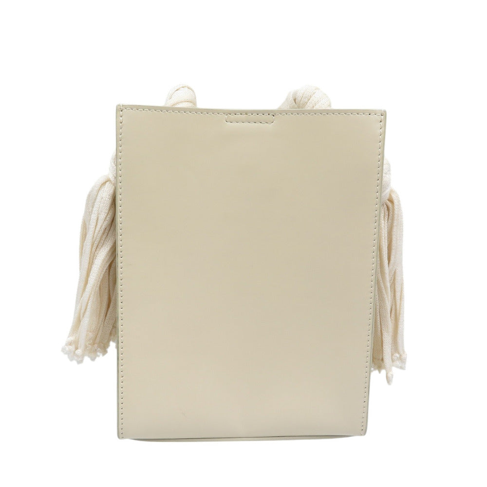 美品 ジルサンダー タングルSM フリンジ レザー シルバー金具 ホワイト 白 ショルダーバッグ 1439【中古】JIL SANDER
