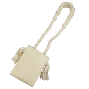 美品 ジルサンダー タングルSM フリンジ レザー シルバー金具 ホワイト 白 ショルダーバッグ 1439【中古】JIL SANDER