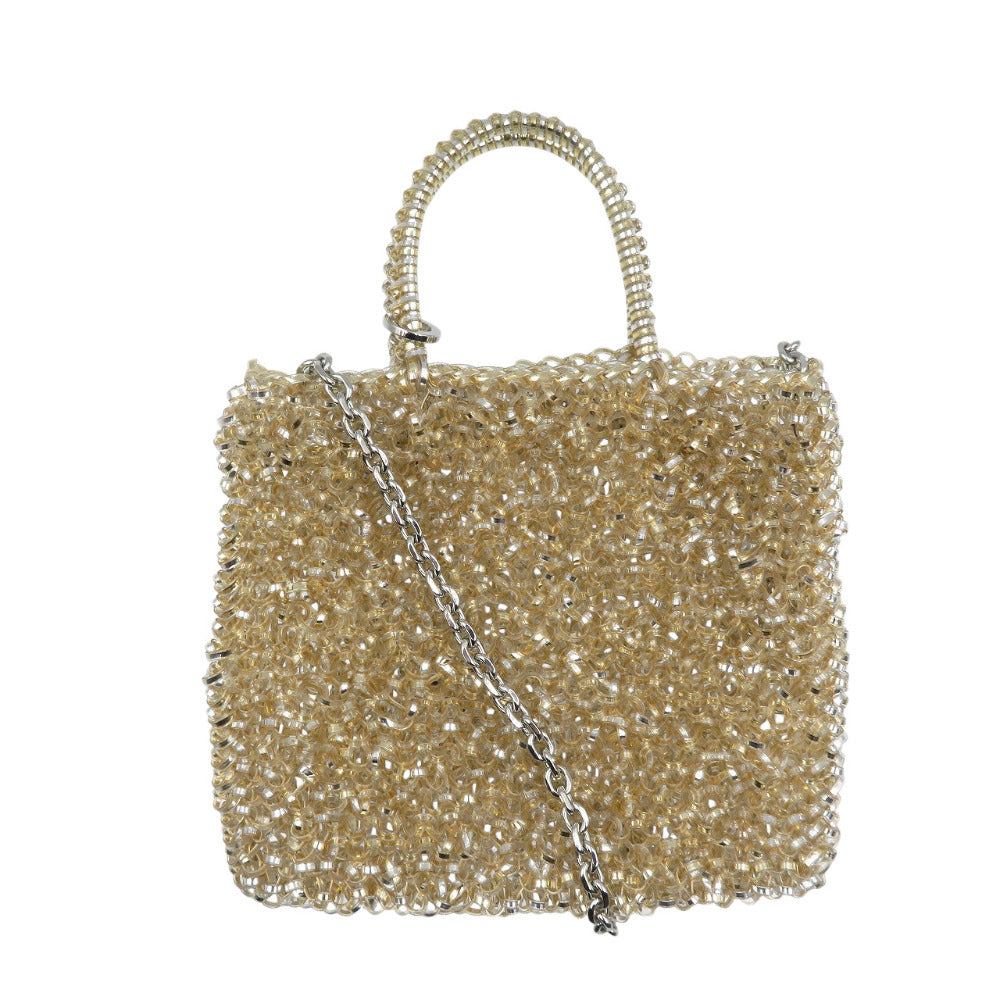 新品同様 アンテプリマ スタンダード ミニアトゥーラ PB21F12045-671 ワイヤー シルバー金具 OROGENTO ゴールド 2WAY ハンドバッグ ショルダーバッグ 1440【中古】ANTEPRIMA