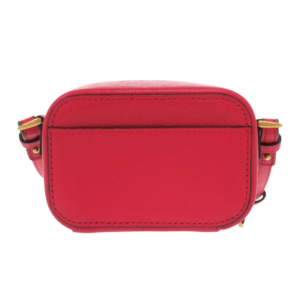 美品 クリスチャンディオール ミニサドル ポーチ レザー レッド ショルダーバッグ 1486【中古】Christian Dior