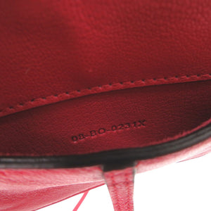 美品 クリスチャンディオール ミニサドル ポーチ レザー レッド ショルダーバッグ 1486【中古】Christian Dior