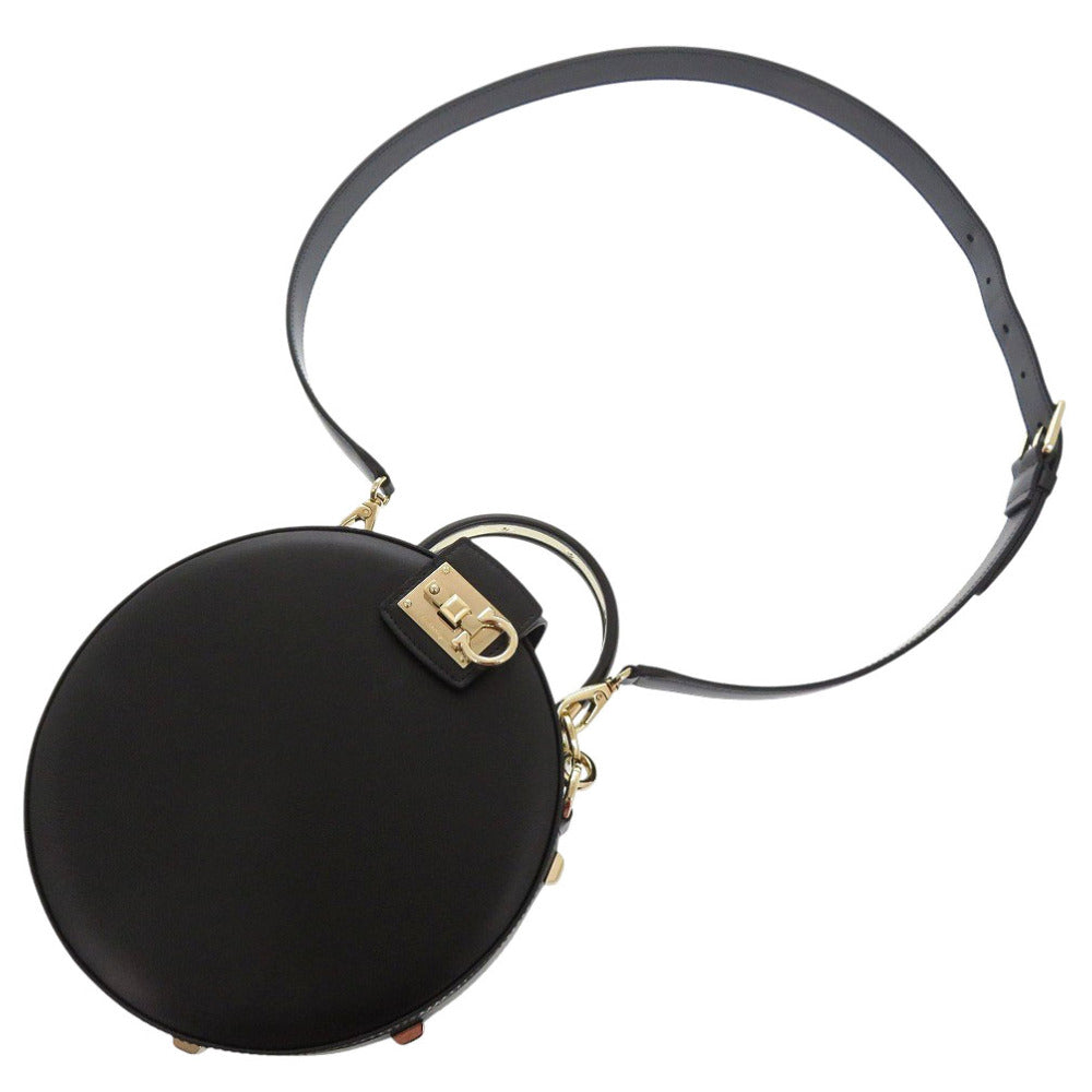 新品同様 サルヴァトーレフェラガモ ガンチーニ FZ-21 1158 2wayハンドバッグ 黒 1513【中古】Salvatore Ferragamo