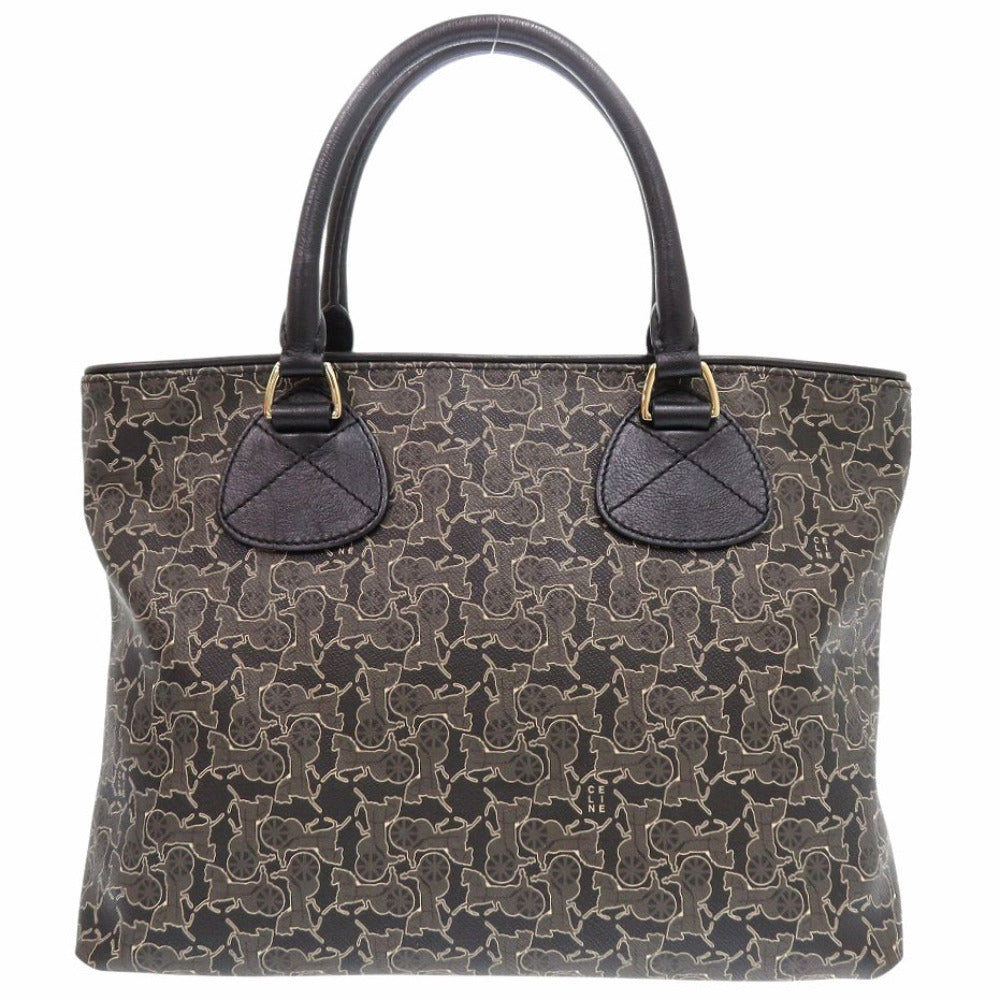 新品同様 セリーヌ サルキーライン PVC レザー ブラウン ハンドバッグ 茶 1547【中古】CELINE