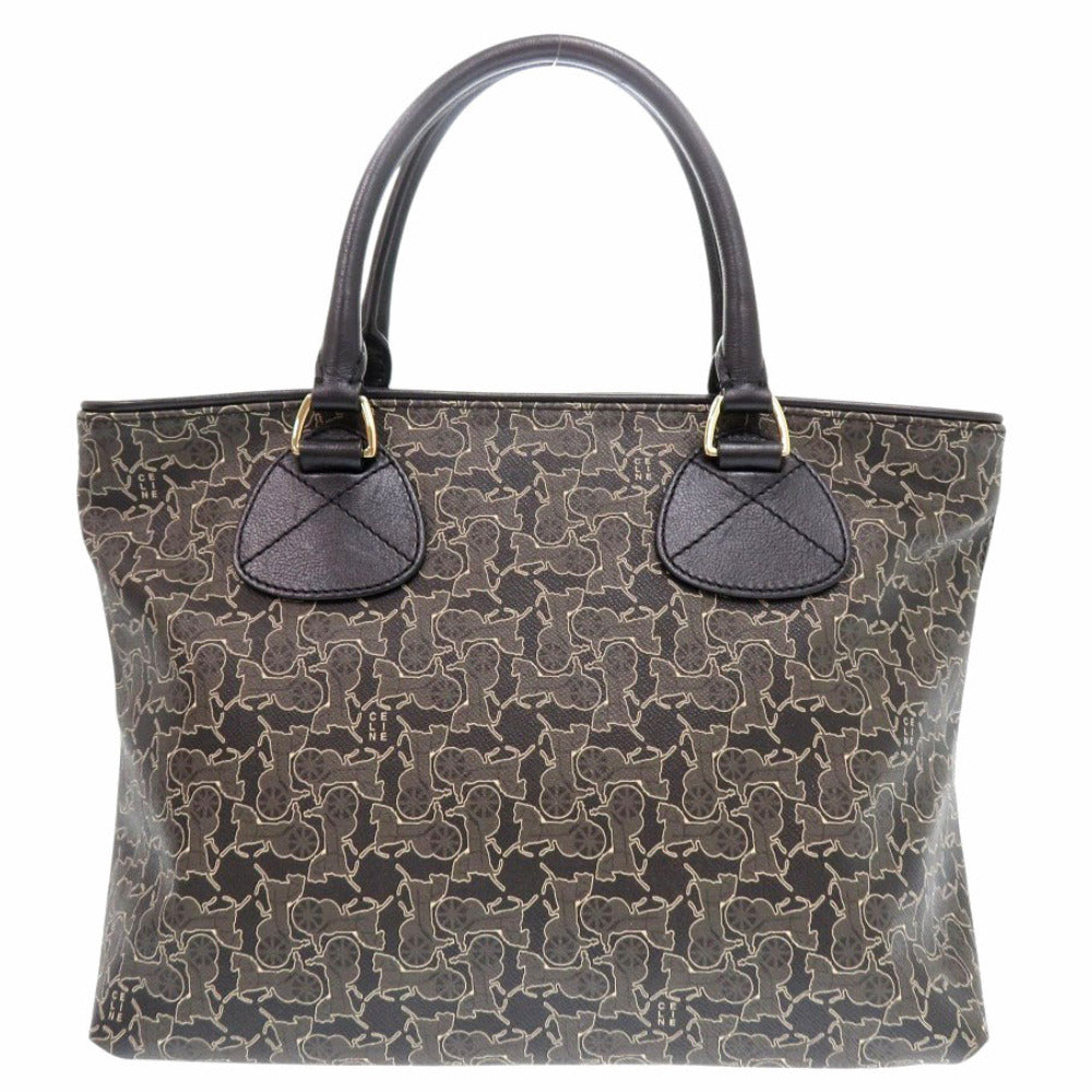 新品同様 セリーヌ サルキーライン PVC レザー ブラウン ハンドバッグ 茶 1547【中古】CELINE