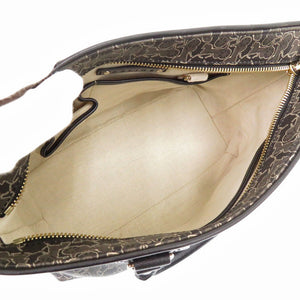 新品同様 セリーヌ サルキーライン PVC レザー ブラウン ハンドバッグ 茶 1547【中古】CELINE