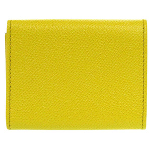 新品同様 ブルガリ コンパクトウォレット レザー イエロー 三つ折り財布 黄 1557【中古】BVLGARI