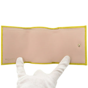 新品同様 ブルガリ コンパクトウォレット レザー イエロー 三つ折り財布 黄 1557【中古】BVLGARI