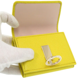 新品同様 ブルガリ コンパクトウォレット レザー イエロー 三つ折り財布 黄 1557【中古】BVLGARI