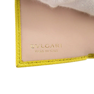 新品同様 ブルガリ コンパクトウォレット レザー イエロー 三つ折り財布 黄 1557【中古】BVLGARI