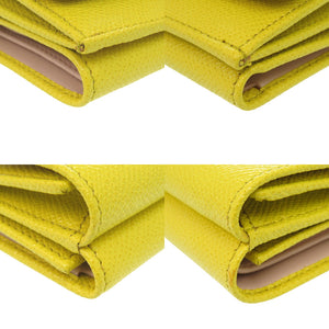 新品同様 ブルガリ コンパクトウォレット レザー イエロー 三つ折り財布 黄 1557【中古】BVLGARI