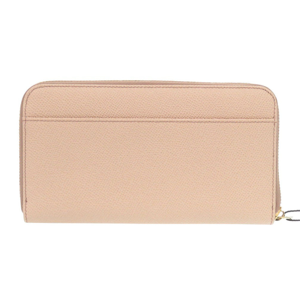 未使用品 ドルチェアンドガッバーナ ラウンドファスナー レザー ベージュ 長財布 1558【中古】DOLCE&GABBANA