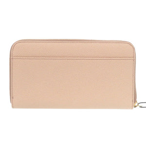 未使用品 ドルチェアンドガッバーナ ラウンドファスナー レザー ベージュ 長財布 1558【中古】DOLCE&GABBANA