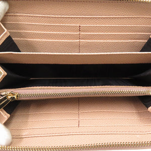 未使用品 ドルチェアンドガッバーナ ラウンドファスナー レザー ベージュ 長財布 1558【中古】DOLCE&GABBANA