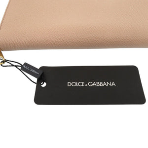 未使用品 ドルチェアンドガッバーナ ラウンドファスナー レザー ベージュ 長財布 1558【中古】DOLCE&GABBANA