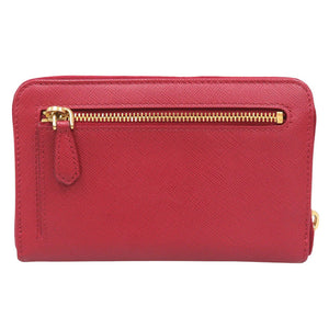 美品 プラダ 1ML157 サフィアーノレザー FUOCO レッド ミディアムウォレット 財布 赤 1562【中古】PRADA