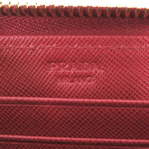 美品 プラダ 1ML157 サフィアーノレザー FUOCO レッド ミディアムウォレット 財布 赤 1562【中古】PRADA