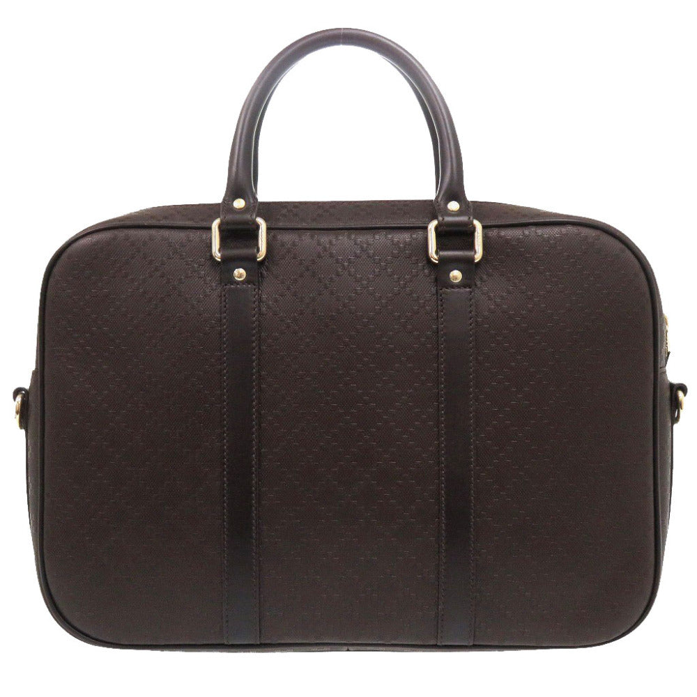 新品同様 グッチ ディアマンテ ブリーフケース 344357 レザー ブラウン ビジネスバッグ 茶 1564【中古】GUCCI メンズ