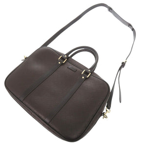 新品同様 グッチ ディアマンテ ブリーフケース 344357 レザー ブラウン ビジネスバッグ 茶 1564【中古】GUCCI メンズ